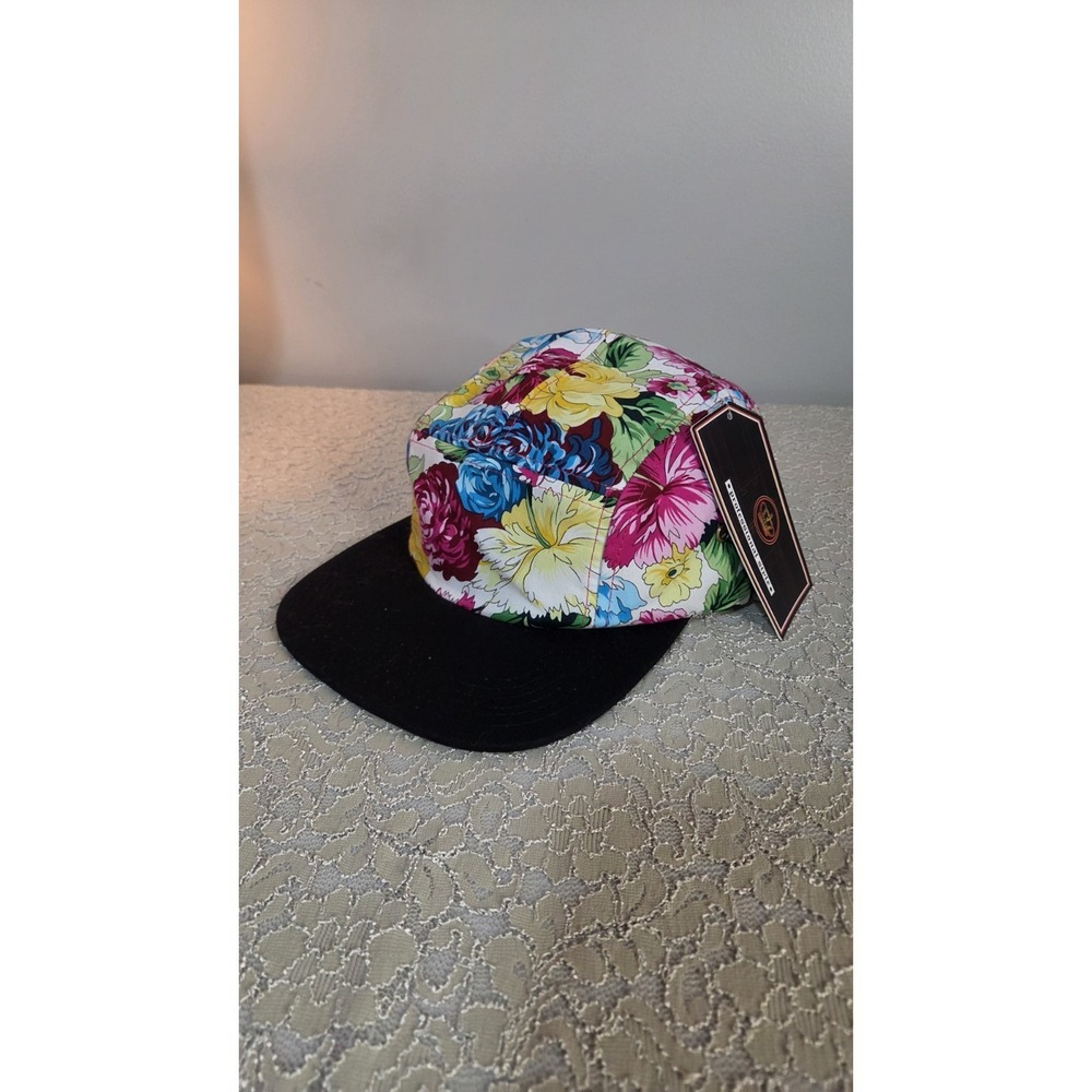 CROWN High Quality Headwear‎ Black Floral Cap 100% Cotton Adjustable Unisex